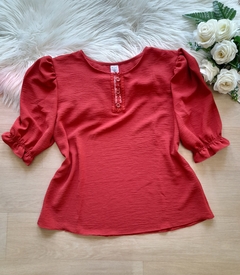 Blusa feminina social duna manga princesa terracota