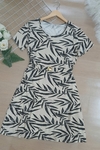 Vestido feminino de manga plus size estampado viscolycra