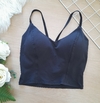 Cropped feminino preto com bojo alcinha