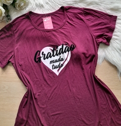 Blusa feminina plus size viscolycra gratidão marsala - comprar online