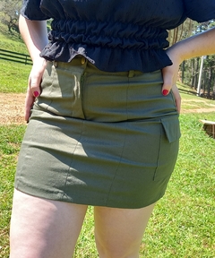 Imagem do Saia feminina cargo bengaline verde militar saia curta