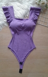 Body com bojo feminino canelado manga curta regata