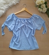 Blusa feminina ciganinha manga curta azul