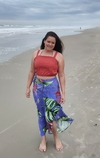 Saia envelope midi feminina estampada