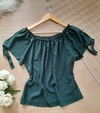 Blusa feminina ciganinha manga curta verde