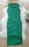 Vestido feminino regata canelado verde