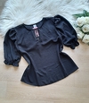 Blusa feminina social duna manga princesa preta