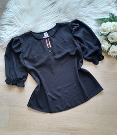 Blusa feminina social duna manga princesa preta