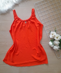 Blusa regata feminina plus size alaranjada alça larga