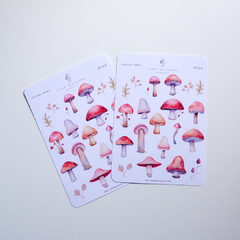 Sheet of 20 Mushrooms Vintage Bullet Bujo Stickers, Scrapbook - Tuky Waingan Handmade