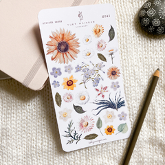 Hoja De 30 Botanical Stickers Flowers Bullet Bujo Scrap - online store