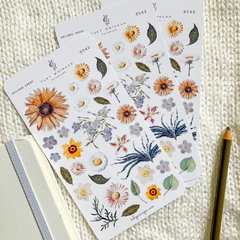 Image of Hoja De 30 Botanical Stickers Flowers Bullet Bujo Scrap