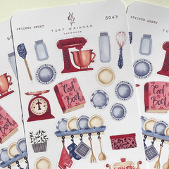 Hoja De 21 Stickers De Cocina Romantic Bullet Bujo Scrapbook - tienda online