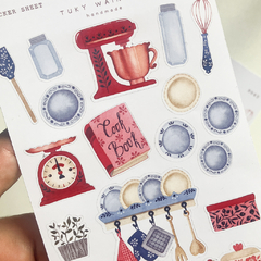 Hoja De 21 Stickers De Cocina Romantic Bullet Bujo Scrapbook en internet