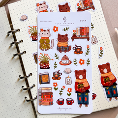 "Afternoon of Coffee and Books" Sticker Sheet - Tuky Waingan Handmade