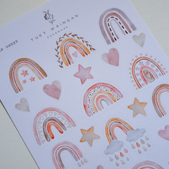 Sheet of 25 Boho Rainbow Stickers Bullet Bujo, Scrapbook - online store