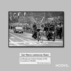 Fotografía del diario L'Équipe "Eddy Merckx campeon del mundo"