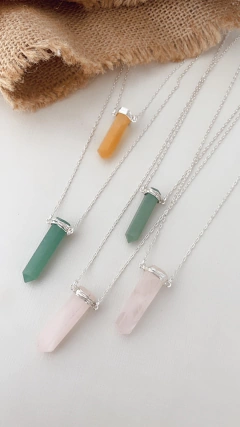 Colar cristal de pedra natural com corrente
