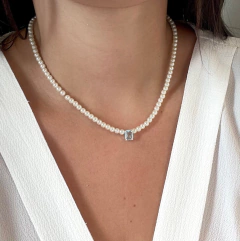 Colar pérola com zircônia - loja online