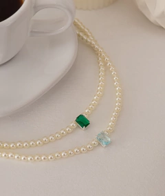 Colar pérola com zircônia