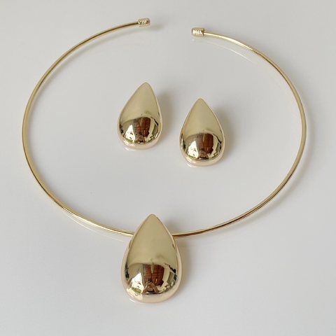 CONJUNTO FOLHEADO ARO GOTA - comprar online