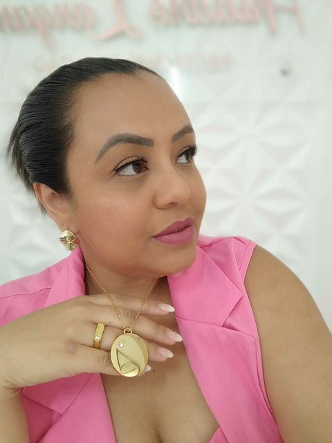 Colar Medalha lisa com Pontos de Luz