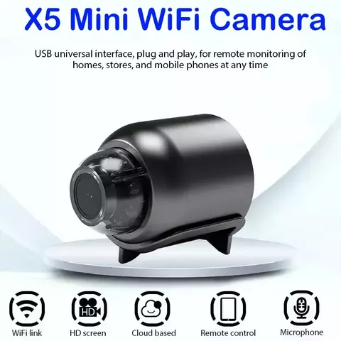 Mini câmera IP sem fio com visão noturna, monitor do bebê, segurança interna