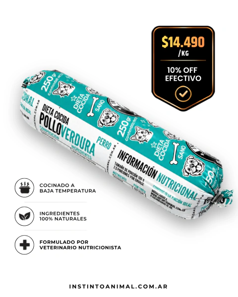 DIETA COCIDA POLLO-VERDURA PERRO X 5 KG 10% OFF EN EFECTIVO