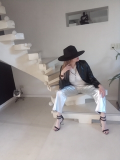 Pantalon Palazzo O!Z Leather Metal Plata