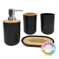 SET DE BAÑO 4PZ PVC BAMBU REDONDO - comprar online