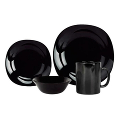 SET VAJILLA 16pz NEGRO OPAL CAROL CUADRADO - comprar online