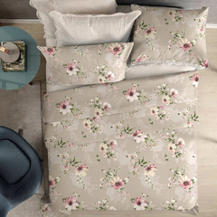 Jogo de Cama Casal HOME DESIGN Percal 200 Fios - Akasa - AKASA Decorações