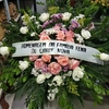 Coroa fúnebre - tons rosas