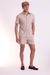 Camisa Linho Manga Curta Bege
