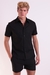 Camisa Linho Manga Curta Preta - comprar online
