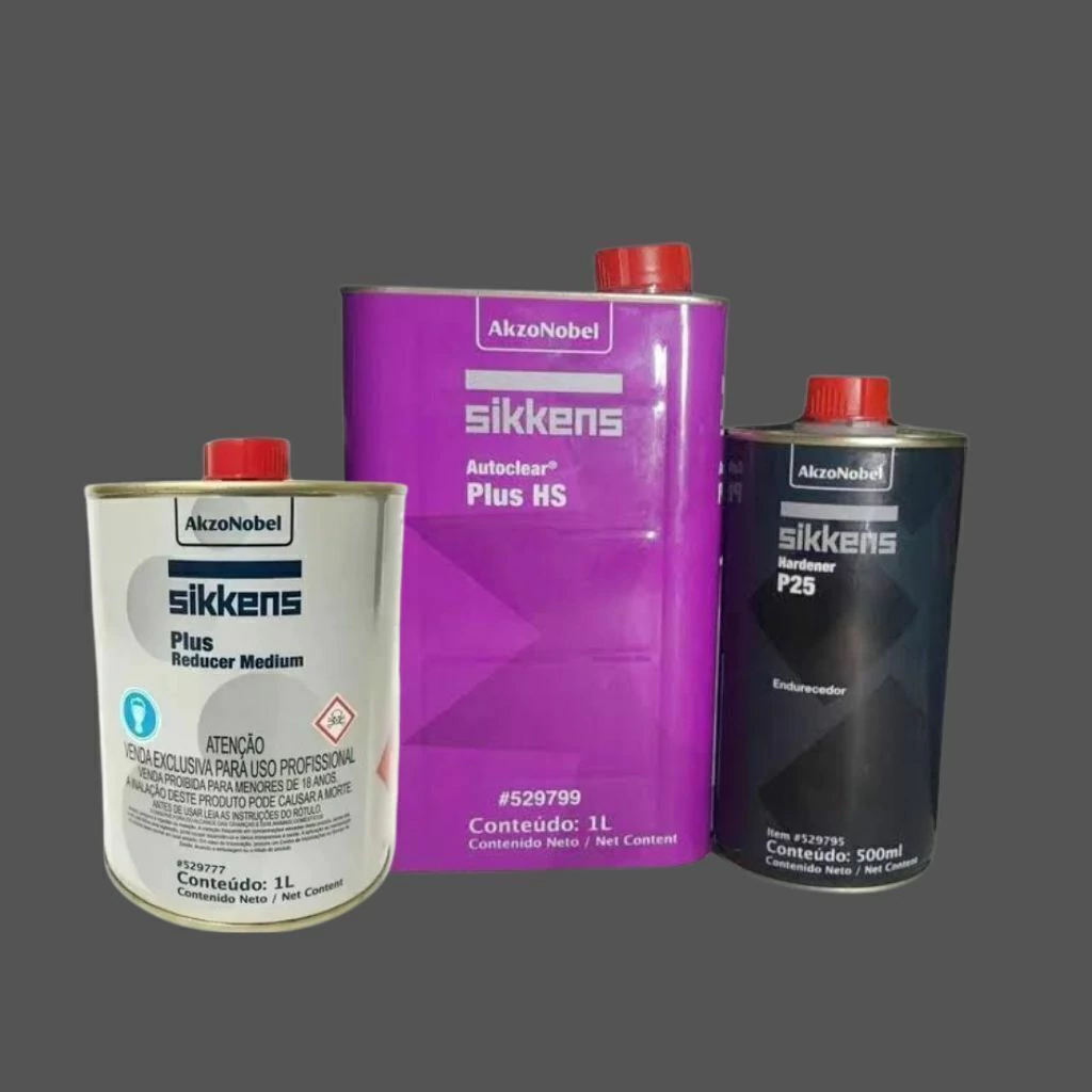 Kit Verniz Sikkens - Verniz Autoclear Plus HS 1 Litro + Endurecedor P25 500ml + Plus Reducer Medium 1 litro