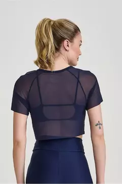 CROPPED DE TULE AZUL MARINHO na internet