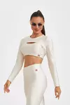 CROPPED 2 EM 1 MANGA LONGA MONTANA OFF WHITE - comprar online
