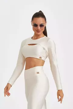 CROPPED 2 EM 1 MANGA LONGA MONTANA OFF WHITE - comprar online