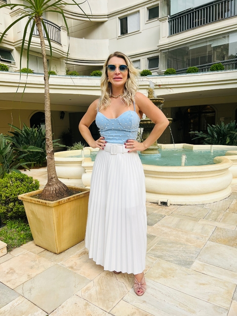 SAIA PLISSADA COM CINTO