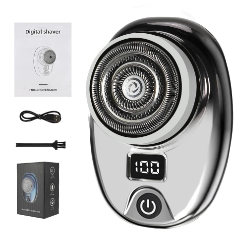 Barbeador de bolso elétrico portátil para homens, mini barbeador, display de facil uso