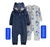 Imagem do Kit macacões bebê menino Carter's - Sem pezinho - azul/cinza