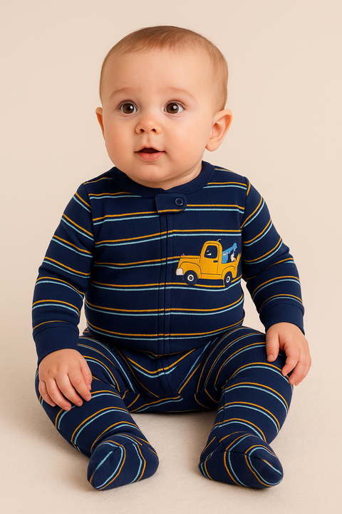 Macacão algodão bebê menino Carter's - Azul/Veiculo - comprar online