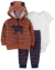 roupa de frio infantil menino carters moletom flanelado calça e body manga curta urso marrom