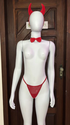 Kit Diabinha - 1 Tiara com Chifres + 1 Gravata borboleta + 1Calcinha Tule com Rabinho na internet