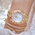 Imagem do Elegante pulseira de ouro relógio para mulher marca luxo strass à prova d água