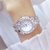 Imagem do Elegante pulseira de ouro relógio para mulher marca luxo strass à prova d água