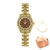 Elegante pulseira de ouro relógio para mulher marca luxo strass à prova d água - loja online