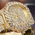 Relógio de ouro para mulheres elegantes e diamante iced out hip hop relógios de quartzo na internet