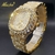 Imagem do Relógio de ouro para mulheres elegantes e diamante iced out hip hop relógios de quartzo